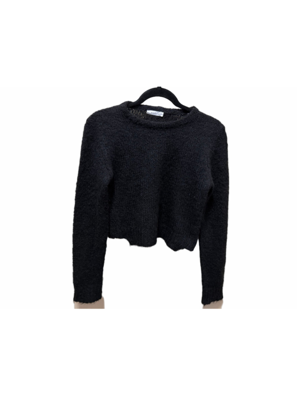A.L.C. Black Alpaca Blend Fuzzy Cropped Sweater Size S